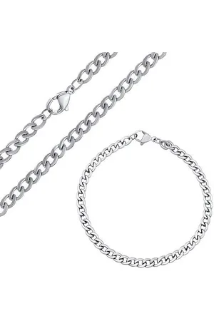 Silvego Set náramku a náhrdelníku CURB PANCR z chirurgické oceli 4,5 mm KMM117563