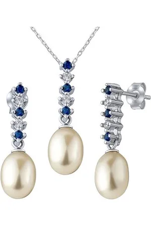 Silvego Stříbrný set šperků Sissy s přírodní perlou a Brilliance Zirconia LPS2163SPWB
