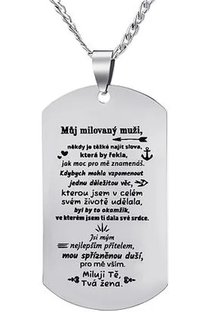 Silvego Přívěsek s řetízkem z chirurgické oceli dog tag pro muže s nápisem: Můj milovaný muži... RRC0386N