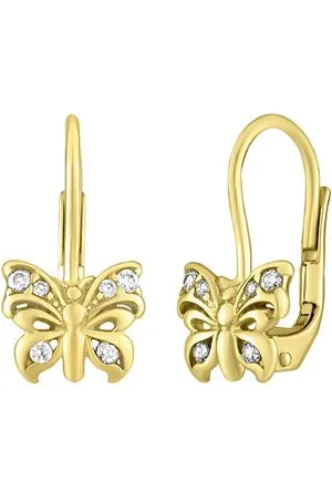 Silvego Zlaté náušnice motýlci se Swarovski® Zirconia 70503F