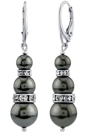 Silvego Náušnice s černou Swarovski® Perlou VSW068E
