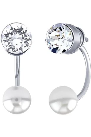 Silvego Záušnice Dixie s bílou perlou a čirým šatonem Swarovski® Crystals VSW5818E6WW