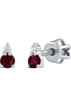 Silvego Diamantové náušnice (0,03 ct) z bílého zlata Esmera s pravými rubíny KEG2449EGWDR