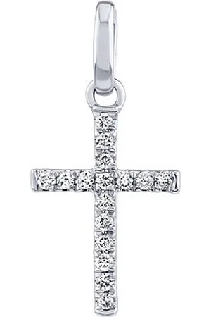 Silvego Diamantový přívěsek křížek Serafine z bílého zlata 0,05 ct KEG131216PGWD