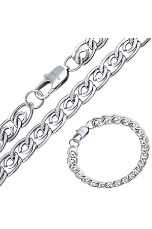 Silvego Set náramku a náhrdelníku Paper Clip z chirurgické oceli 8mm KMM200025