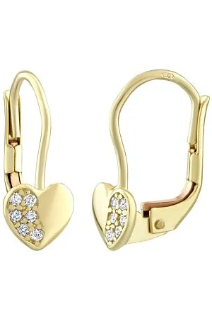 Silvego Zlaté náušnice srdce s Brilliance Zirconia 70585Y