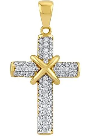 Silvego Zlatý přívěsek křížek Jeremiel s Brilliance zirconia QR042PGY