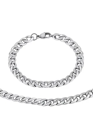 Silvego Set náramku a náhrdelníku CURB 8 mm z chirurgické oceli KMM96118