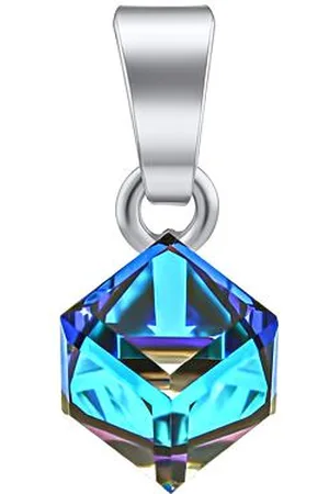 Silvego Stříbrný přívěsek kostka Swarovski® Crystals 6 mm Bermuda Blue VSW4841P6BB