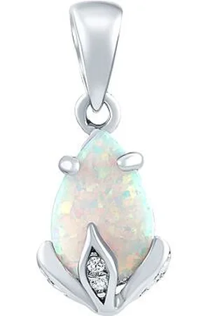 Silvego Stříbrný přívěsek Clarissa s bílým opálem a Brilliance Zirconia JJJ1267PW