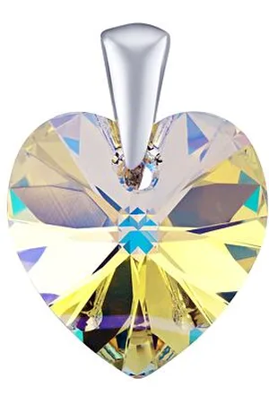 Silvego Stříbrný přívěsek se Swarovski® Crystals SRDCE 14mm AB LSW069P