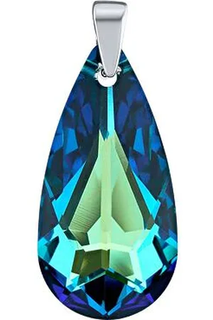 Silvego Stříbrný přívěsek Kapka 24mm Bermuda Blue se Swarovski® Crystals LSW011P