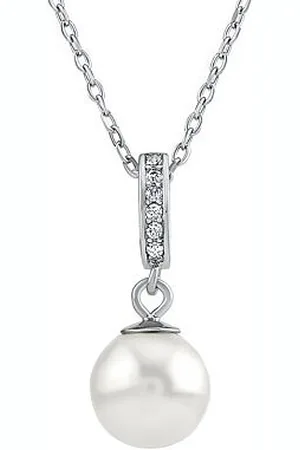 Silvego Stříbrný náhrdelník s bílou perlou Swarovski® Crystals 8mm LPS0639NSWW