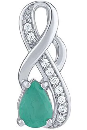 Silvego Stříbrný přívěsek Estelle s pravým Smaragdem a čirými Brilliance Zirconia FWP15172ER