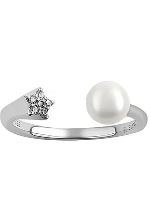 Silvego Otevřený stříbrný prsten Star s perlou a Brilliance Zirconia MSS201RW