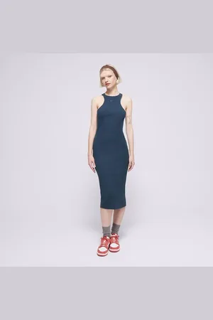 Nike W Nsw Nk Chll Knt Rib Midi Drs Tmavomodrá