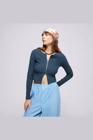 Nike W Nsw Nk Chll Knt Rib Fz Crdgn Tmavomodrá