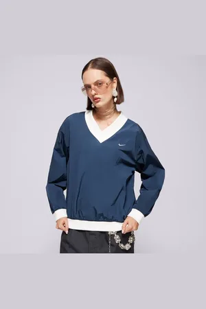 Nike W Nsw Esstl Wvn Uv Ls Vnck Crw Tmavomodrá