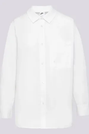 Nike W Nsw Nk Chll Ppln Ls Btn Top Bílá