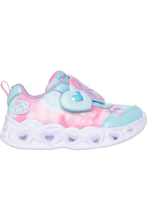 Skechers Dívky Heart Lights - Lovin Reflection Shoes v Zeleno Modrá Barva/ Levandule