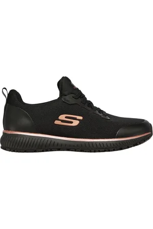Skechers Ženy Work: Squad SR Shoes v Černá/Růžové Zlato