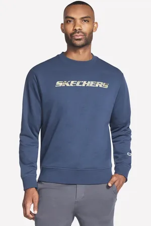 Skechers Muži Heritage Camo Crew Top v Sedá Uhlíková/Tmave Modrá