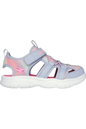 Skechers Dívky Flex Splash - Daylight Shimmer Shoes v Levandule/Sytě Růžová
