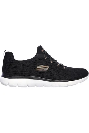 Skechers Ženy Summits - Leopard Spot Shoes v Černá/Růžové Zlato