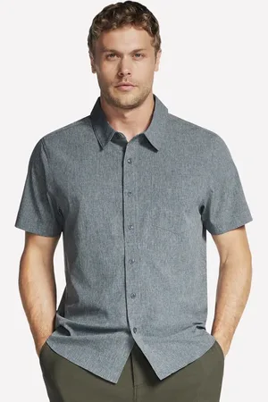 Skechers Muži The GO WALK Air Short Sleeve Shirt v Cerná/Sedá Uhlíková