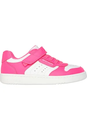 Skechers Dívky Quick Street - Style Stride Shoes v Neonové Růžový/Bílý