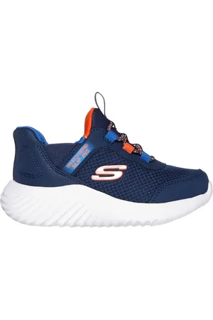 Skechers Chlapci Slip-ins: Bounder - Brisk-Burst Teniska v Tmave Modrá/Modrý