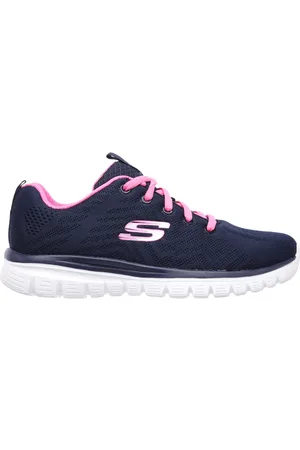 Skechers Ženy Graceful - Get Connected Shoes v Tmave Modrá/Syte Ruzová