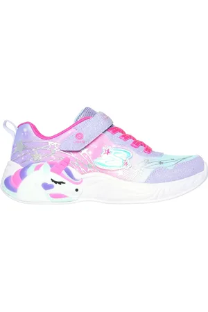 Skechers Dívky S-Lights: Unicorn Dreams - Wishful Magic Shoes v Levandule/Sytě Růžová