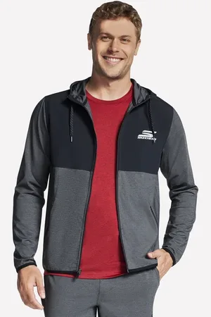 Skechers Muži SKECH-KNITS Ultra Go Weekend Full Zip mikina v Cerná/Sedá Uhlíková