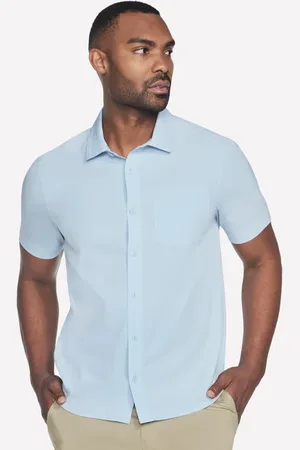 Skechers Muži The GO WALK Air Short Sleeve Shirt v Světle Modrá/Stříbrná