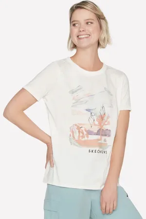 Skechers Ženy Airbrush tričko v Bílý/Stříbrná