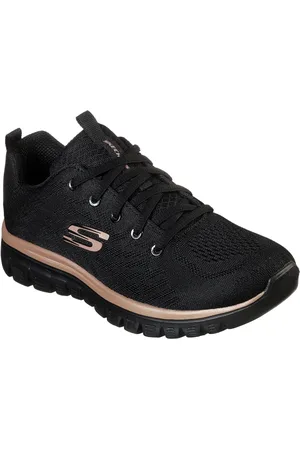 Skechers Ženy Graceful - Get Connected Shoes v Černá/Růžové Zlato
