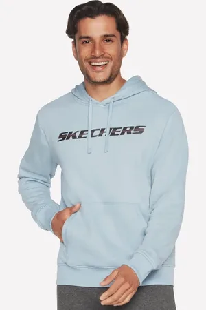 Skechers Muži SKECH-SWEATS Motion Pullover mikina v Světle Modrá/Bílý