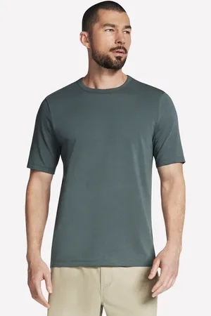 Skechers Muži GO DRI Pima Crew v Zelený/Černá