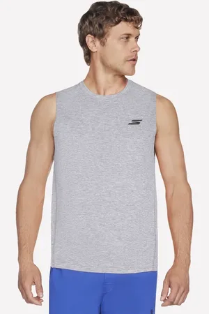 Skechers Muži GO DRI Charge Muscle Tank v Bílý/Taupe