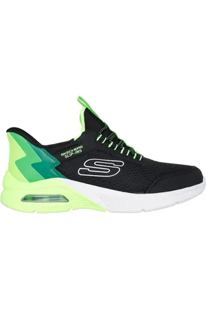Skechers Chlapci Slip-ins: Microspec Max - Brisk-Stripe Teniska v Černá/Limetková