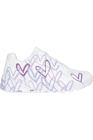 Skechers Dívky JGoldcrown: Uno Lite - Spread the Love Shoes v Bílý/Světle Fialová