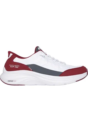 Skechers Muži Slip-ins: Contour Foam - Cozy Fit Shoes v Bílá/ Vínové Cervená