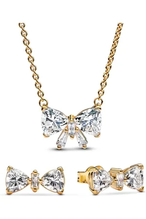 PANDORA Set náhrdelník a náušnice Třpytivé mašličky 363508C01+263507C01