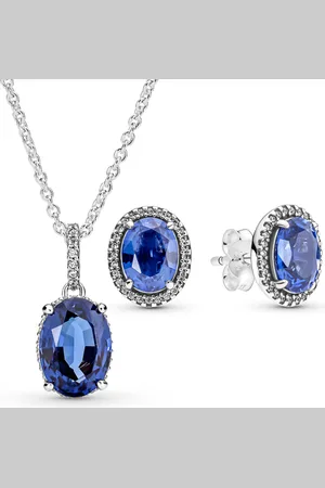 PANDORA Set náhrdelník a náušnice s modrými křišťály 390055C01+290040C01