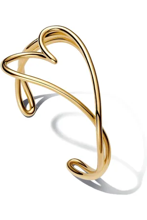 PANDORA ESSENCE pozlacený pevný náramek Heart 563808C00