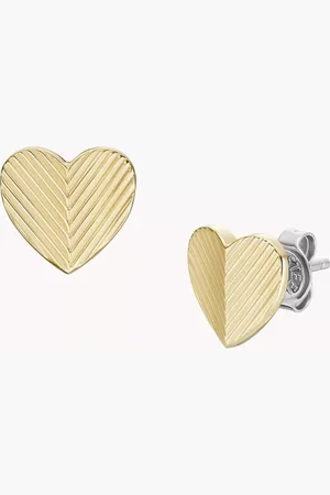 Fossil Náušnice Harlow Linear Texture Heart Gold-Tone FOJF04654710