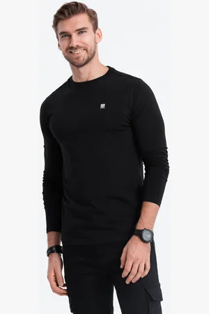 Ombre Clothing Textil Pánské tričko s dlouhým rukávem Biraunt černá
