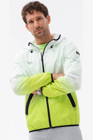 Ombre Clothing Textil Pánská přechodová bunda Muknerai bílo-limetkově