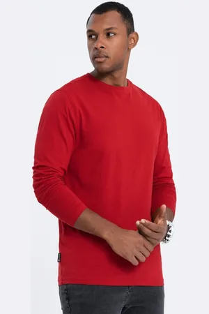 Ombre Clothing Textil Pánské tričko s dlouhým rukávem Eliwn červená